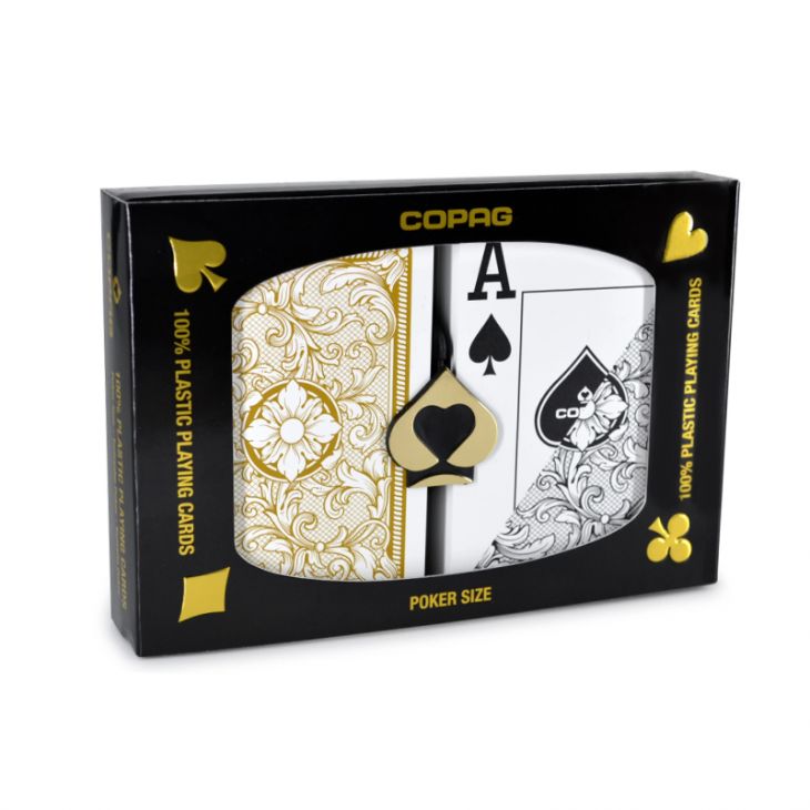New - Copag Legacy Plastic Playing Cards: Wide, Super Index, Black/Gold main image